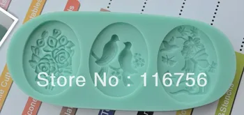 

Free Shipping 3-Cavity Rose/Love Bird/Angel Fondant Cake Silicone Mold Sugar Paste Sugar Art Tools Cake Decoration