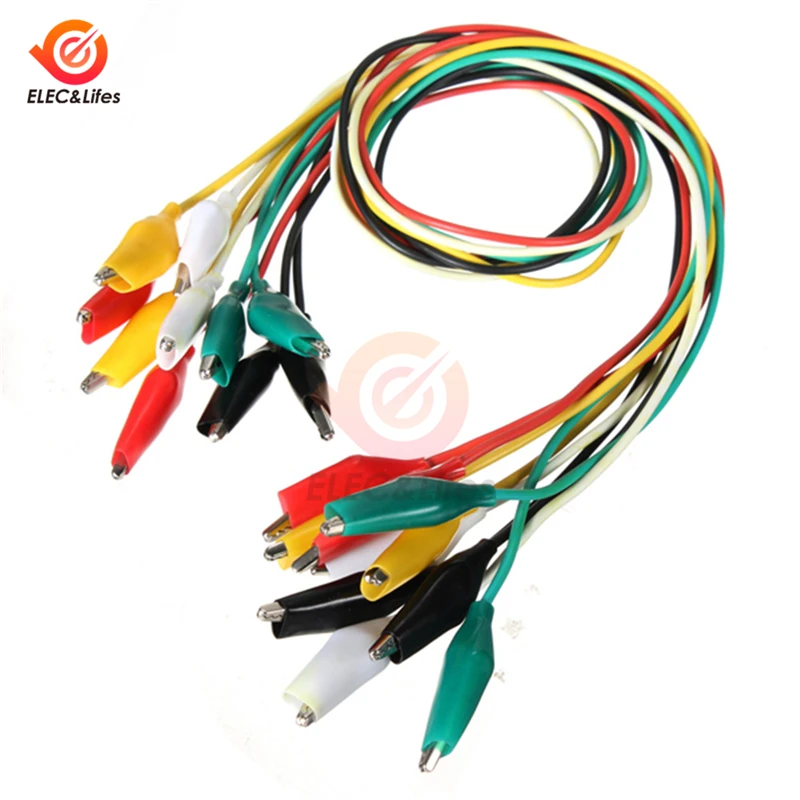 

10Pcs Alligator Clips wire testing Leads Kit 5-color mixing Double-ended Crocodile clip cable Clamp Clips connector