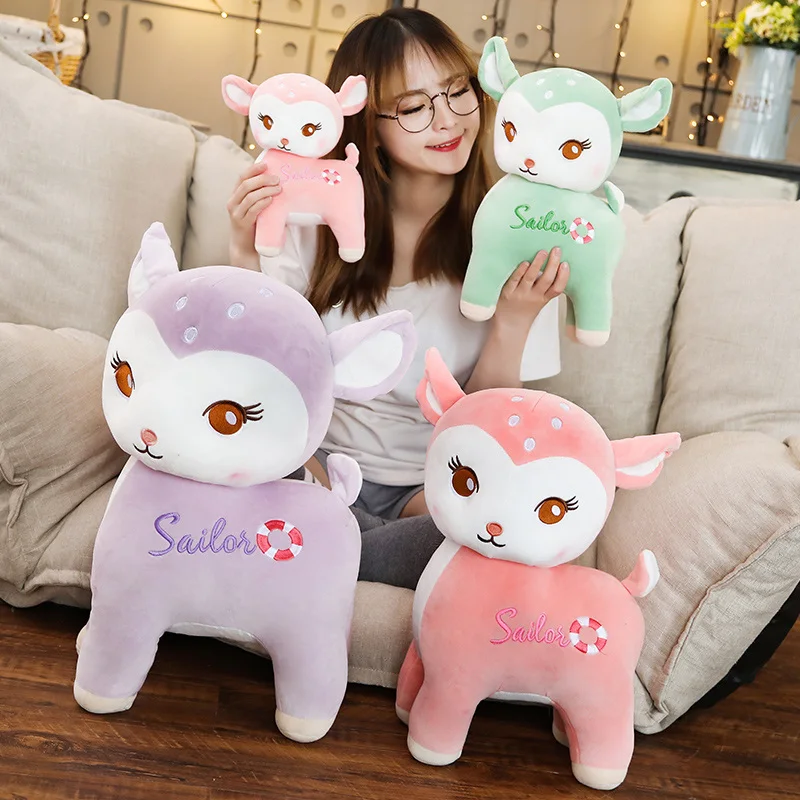 

New 1pc 25-55cm Cute Giraffe Plush Toys Soft Sika Deer Pillow Dolls Kawaii Stuffed Plush Animals Toy Kids Baby Gifts