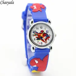 Мода Человек-паук детские часы кремния мультфильм детские спортивные часы мальчиков кварцевые часы 3D часы relogio masculino