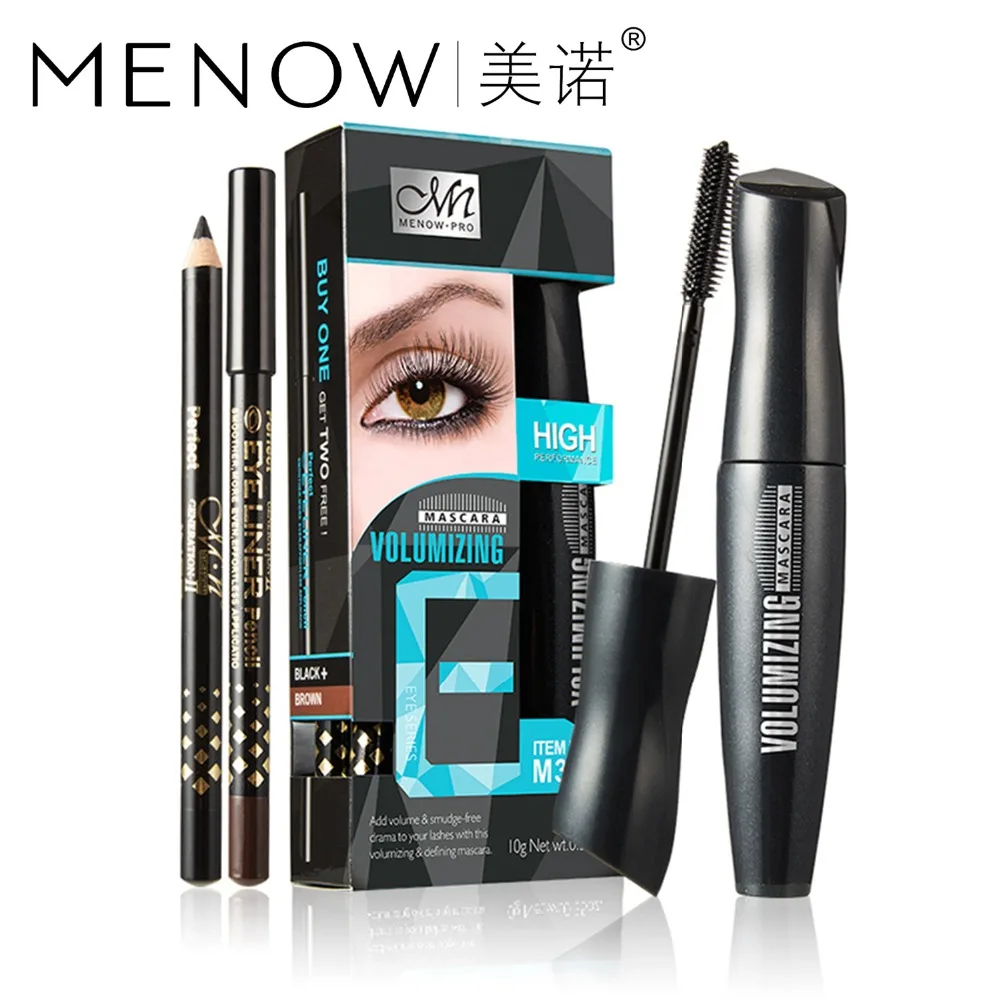 

1Pcs M.n Menow Mascara +Two Eyelinr Extend Eyelashes Curling Thick Lasting Lengthening Waterproof Lasting Eye Cosmetics Set M303