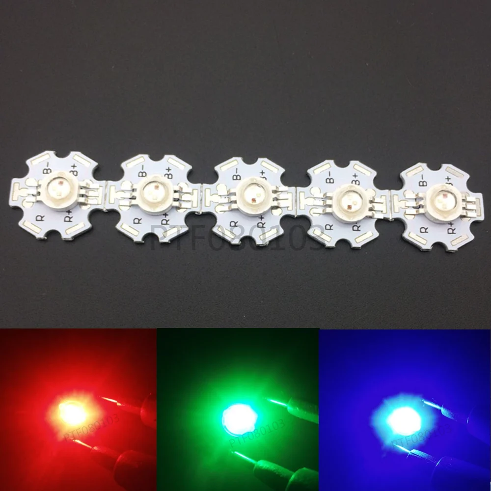 10pcs 3W RGB Color High Power LED Chip Light Lamp 6 Pin With Star Base