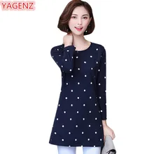 Yagenz больших размеров Для женщин футболки Демисезонный футболка Для женщин Свободные О-образный вырез, длинное пальто Модные женские туфли с принтом топы 790