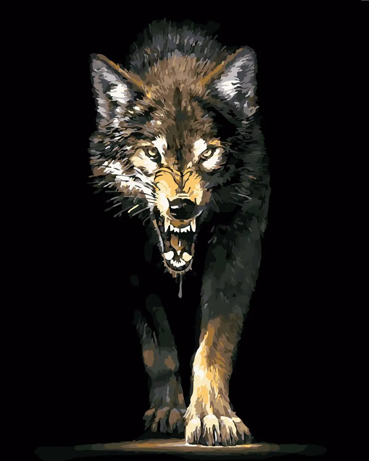 Fierce wolves Picture Frameless or Framed Linens Oil Paintings DIY