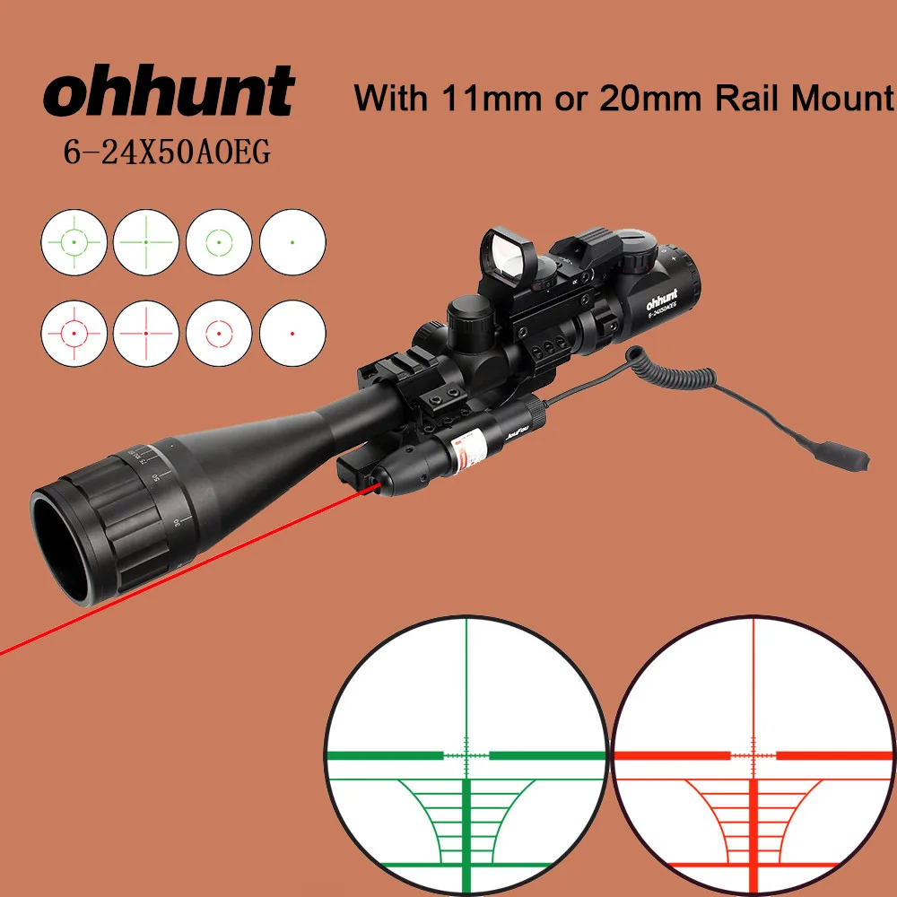 Ohhunt тактический прицел 6-24x50 AOEG проволока сетка оптический прицел с голографической 4 Сетка точка зрения зеленый красный лазер