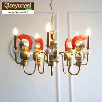 

Qiseyuncai Spartan soldier children's room chandelier American children boy bedroom soft decoration lamps free shipping