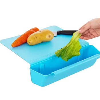 

kitchen 2-in-1 Storage With Counter Edge Cutting Board With Scrap Bin Plastic Thicken Chopping Board