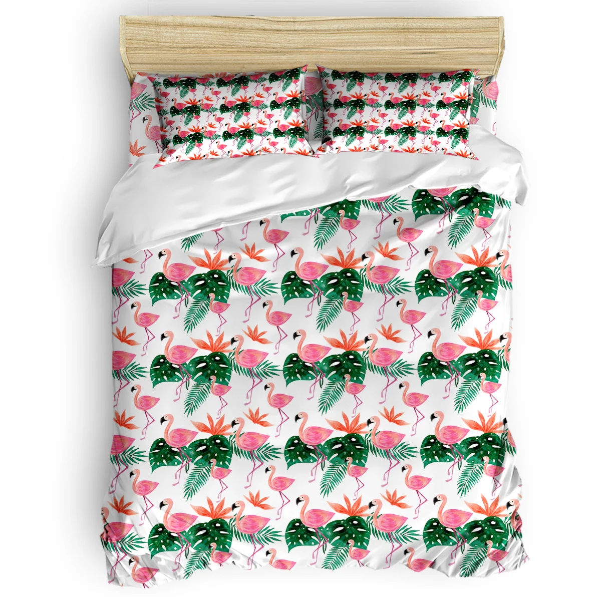 

Plants And Flamingos Decor Duvet Cover Set