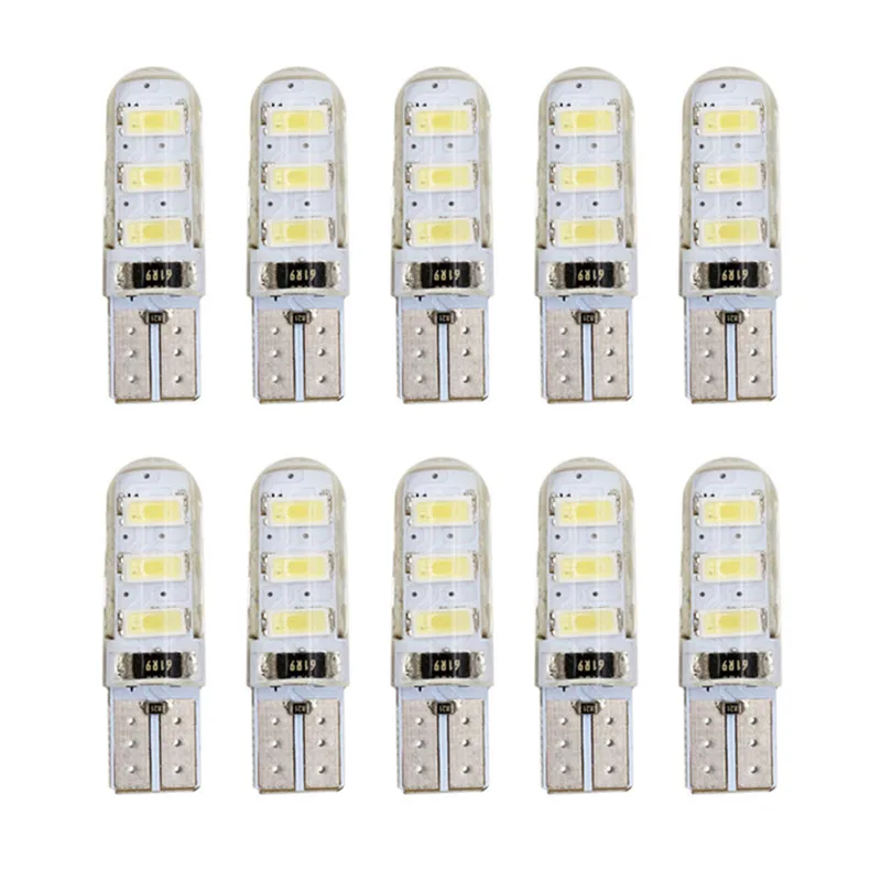

10pcs T10 SMD5730 6leds LED Car Interior Light W5W Marker Bulb Side Wedge parking lamp canbus auto for car styling DC12V