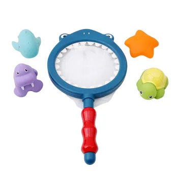 

4Pcs/Set Fishing Toys Network Bag Pick Up Cat Fish Kids Toy Swimming Classes Summer Play Water Bath Doll Water Spray LA