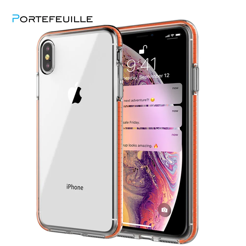 

PORTEFEUILLE for iphone 6 6s 6plus case silicone transparent for iphone XS X XR XSMAX 8 7 Plus cases shockproof soft shell cover