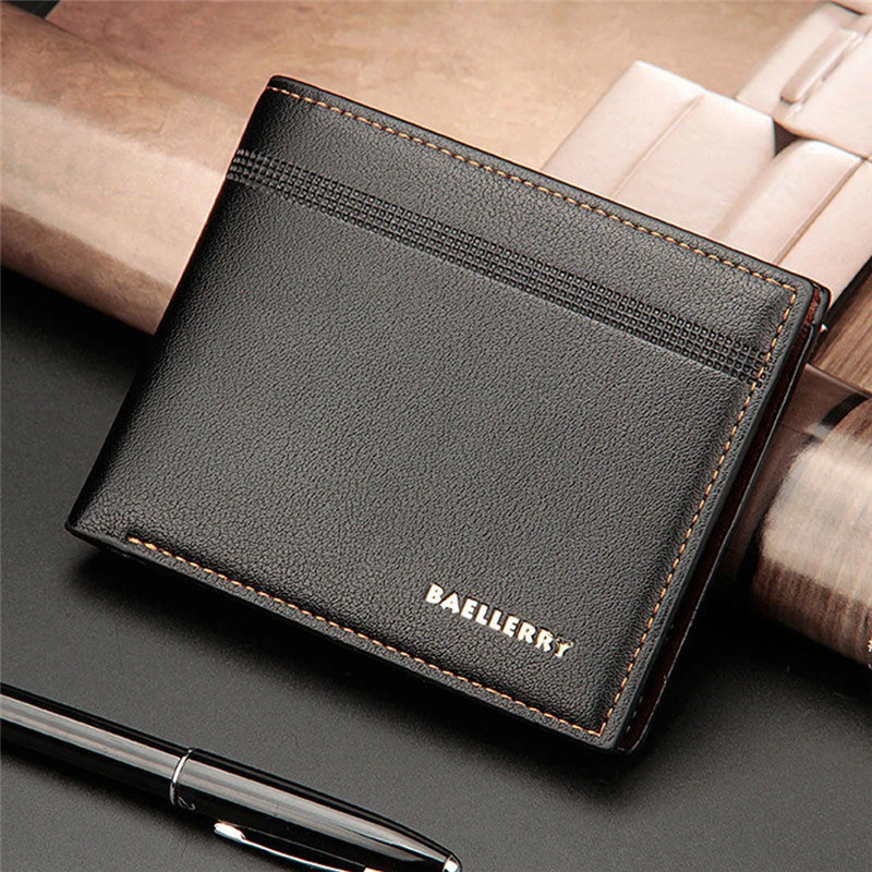 Billetera Hombre мужской однотонный Черный Кофейный деловой кожаный кошелек Карманный