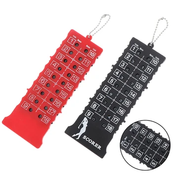 

18 Hole Golf Stroke Putt Score Card Counter Indicator with Key Chain Golf Score Counter Black/Red Color