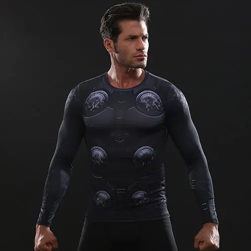 Новейшие футболки с 3D принтом Тора для мужчин Мстители 3 компрессионная рубашка Черная пятница комиксы косплей костюм топы с длинными рукавами для мужчин - Цвет: THOR