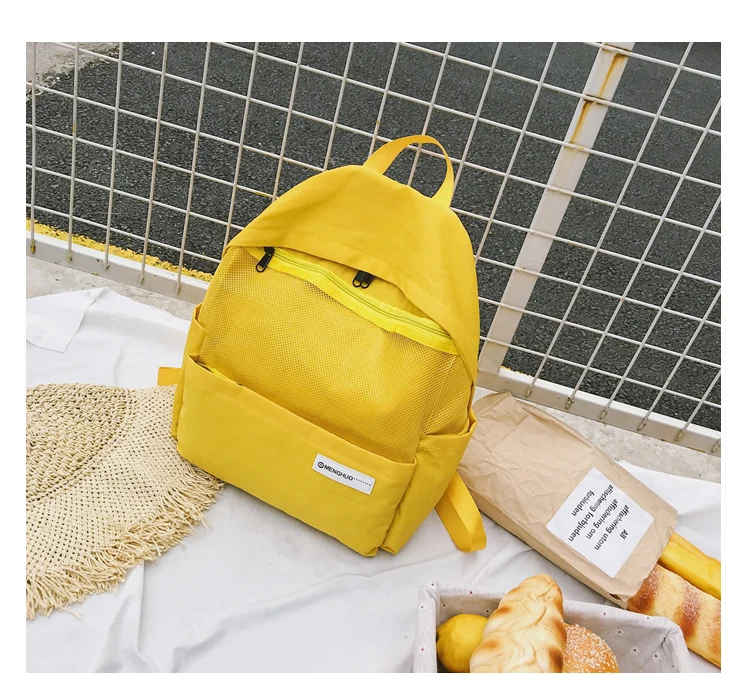 Menghuo Simple Style Net Backpack Women Backpacks for Teenage Girls School Bags Fashion Vintage Solid Leisure Book Bag Mochilas (44)