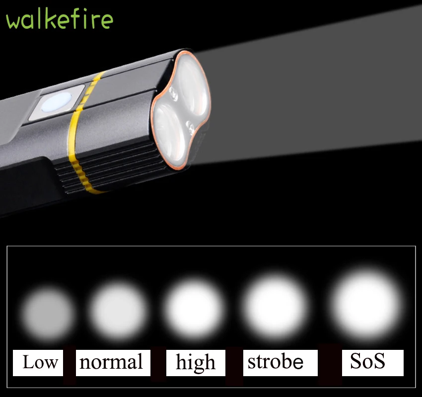 Walkfire 360 градусов велосипедный USB подзарядка светильник 2 лампы для езды на велосипеде вспышка светильник водонепроницаемый велосипедный головной светильник передняя лампа аксессуары