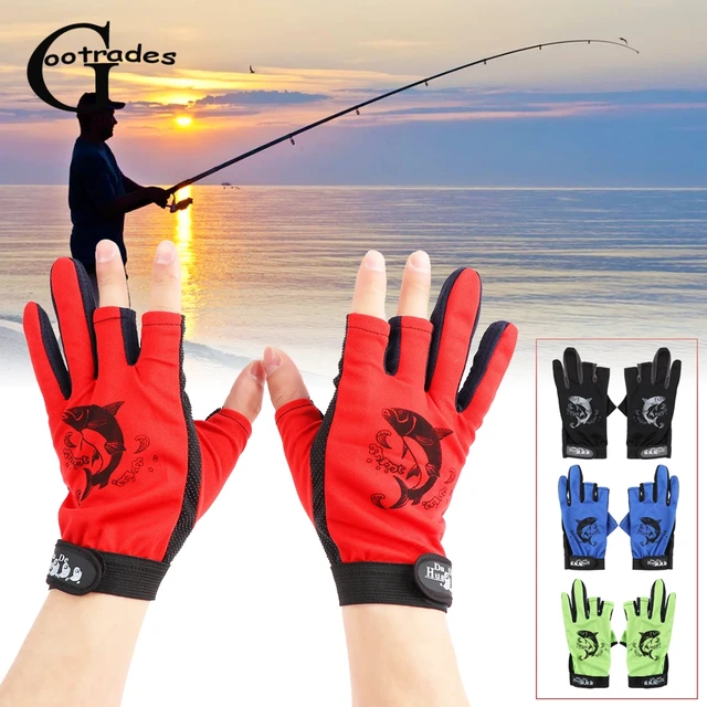 1Pair Waterproof 3 Cut Finger Anti-slip Glove Non-Slip Fishing