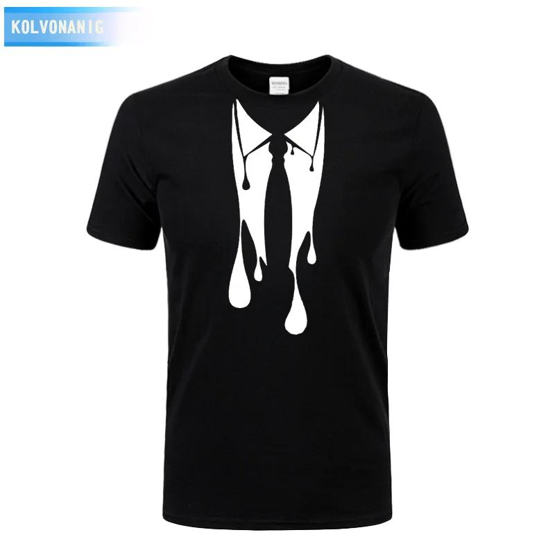 

KOLVONANIG 2019 Summer Clothing Novelty Melted Collar With Tie Suit Printed Men's T-Shirt Male Cool O-Neck Short Sleeved T Shirt