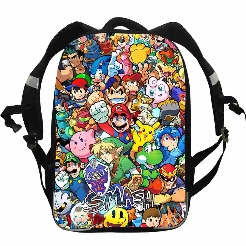 Рюкзаки с изображением супер Марио, аниме, звездная ночь, пингвин, медведь, мальчики, девочки, подростковые школьные сумки, Mochila, коробка для ланча, чехол-карандаш - Цвет: T