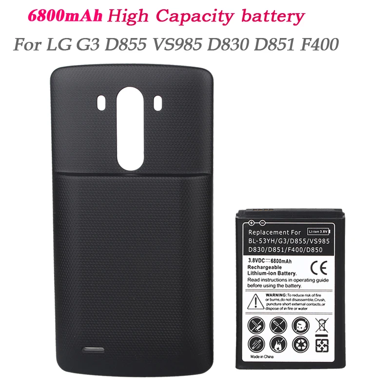 imágenes para Capacidad Real Para LG G3 Batería 6800 mAh Recargable Batería Del Teléfono Extender Reemplazo Bateria VS985 D855 F400 D830 D851 D850 imágenes para Capacidad Real Para LG G3 Batería 6800 mAh Recargable Batería Del Teléfono Extender Reemplazo Bateria VS985 D855 F400 D830 D851 D850