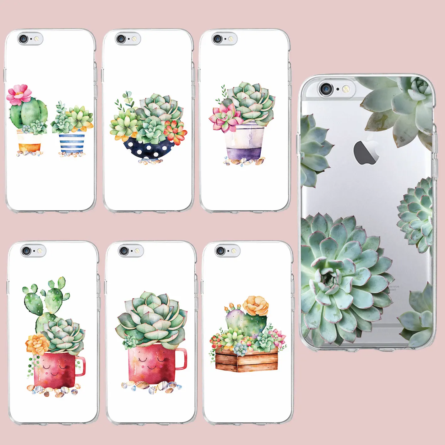 Cute Succulent Cactus Plant Fruit Soft Clear Phone Case