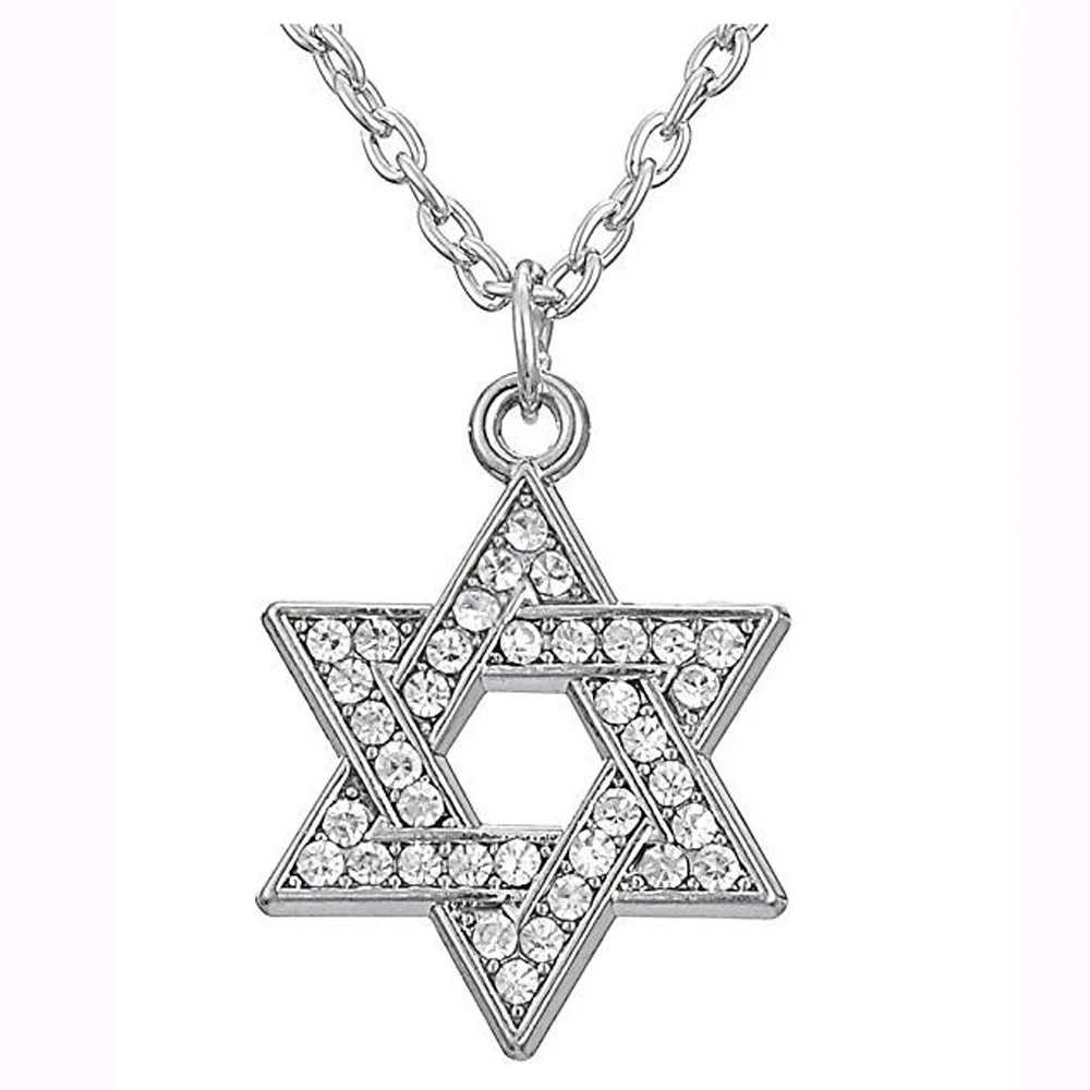 Fashion Crystal Jewish Jewelry Star of David Pendant Wicca Necklace For