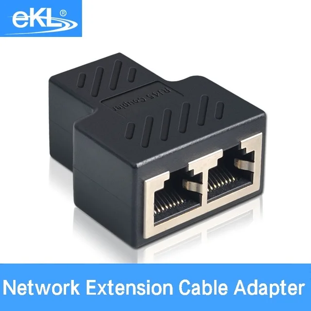 

EKL Black RJ45 Splitter Adapter 1 to 2 Dual Female Port CAT5/CAT 6 LAN Ethernet Sockt Network Connections Splitter Adapter