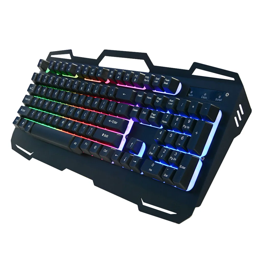 

VOBERRY Wired USB Keyboard LED Illuminated Backlight 104 Keys Gamer Metal Suspension Ergonomic Keyboard For Gaming PC Laptop