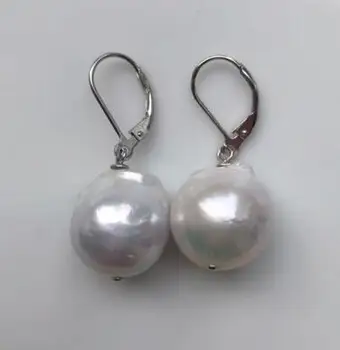 

noble jewelry Unique Baroque Real Freshwater Pearl Hook Earrings 925 Sterling Silver