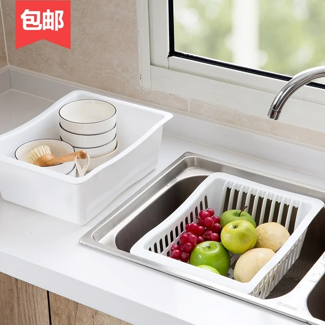 Double Sink Dish Rack Kitchen Basin Bowl Stand Plastic Tray Drainer Double Sink Dish Rack Kitchen Basin Bowl Stand Plastic Tray Drainer