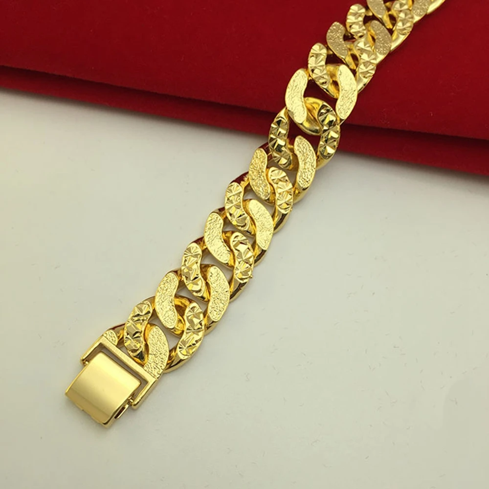 Мужские украшения желтое золото заполненные звеньями цепочка прочные браслеты 8