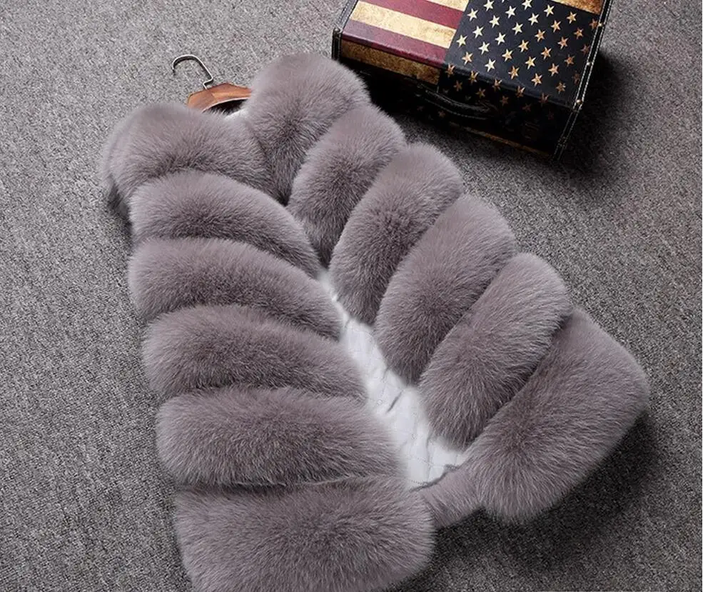 

New Design 2017 Fashion Winter Women Fur Vest Faux Fox Fur Vests Woman Fake Fur Coat Jacket Female Ladies Fur Coats Size S-4XL