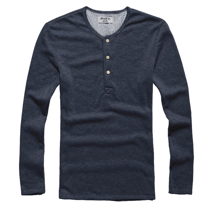 New Fashion Men Tee Long Sleeve Henley Shirts Military Casual T-shirt Top men Clothes lycra cotton