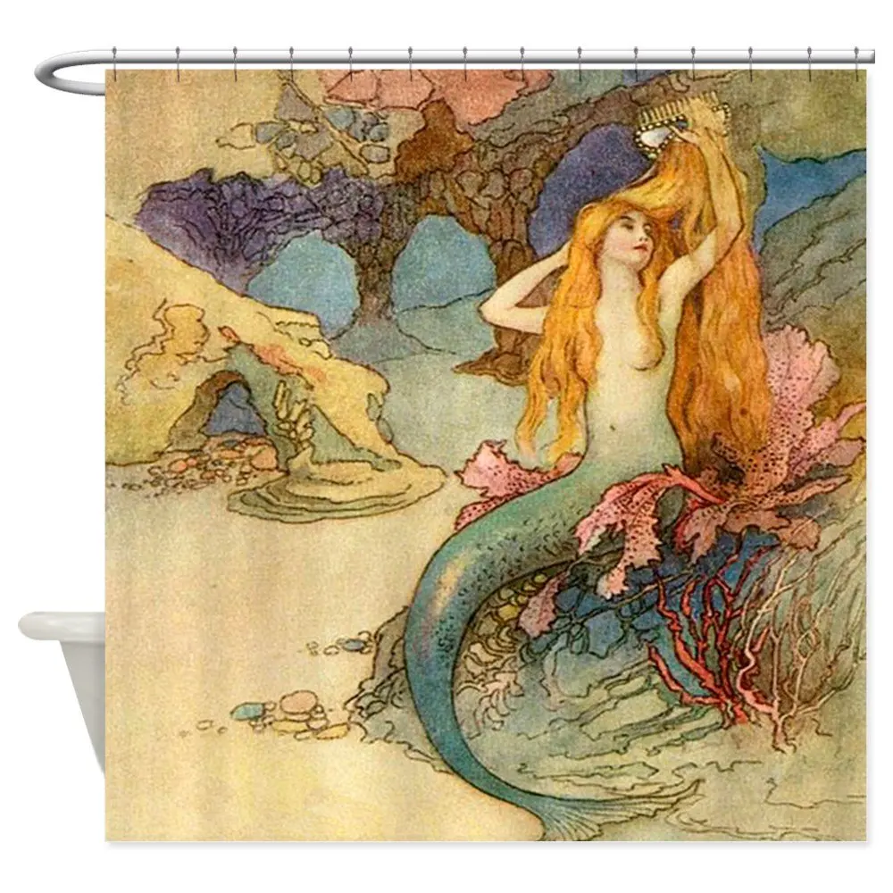 

Vintage Mermaid Decorative Fabric Shower Curtain