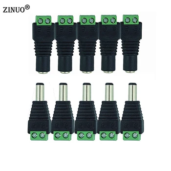 

5pcs Male + 5pcs DC12V Female 2.1x5.5MM DC Power Plug Jack Adapter Connector Plug for CCTV Single Color LED Strip Light
