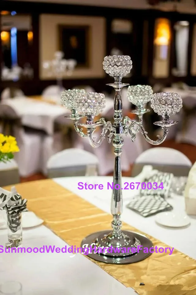 New hot cheap glass bead wedding crystal candelabra centerpiece for