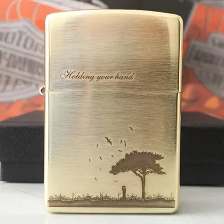 

Windproof lighter kerosene pure copper etching on three sides by etching love oath gifts under the tree