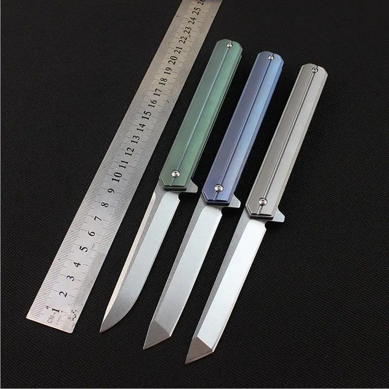 

58-60HRC D2 blade TC4 handle Ball bearing system folding knife City EDC knife outdoor camping tool survival tool tactical knife