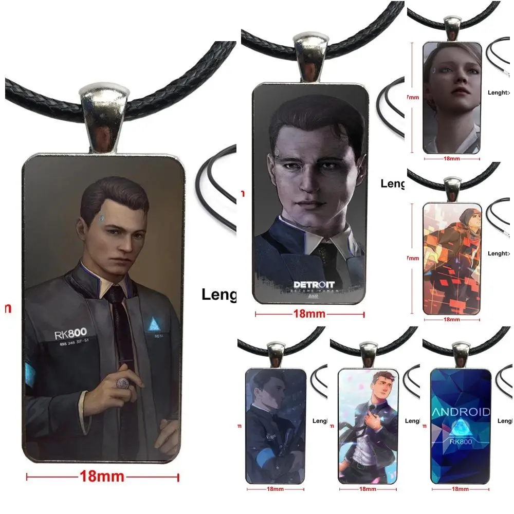 

Detroit Become Human Connor Pattern For Unisex Fashion Necklace Handmade Rectangle Shape Choker Necklace Jewelry Multi Designs