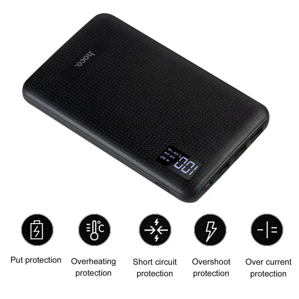 HOCO power Bank 30000 мАч, зарядное устройство, быстрая зарядка, 3 USB выхода, внешние аккумуляторы, портативное зарядное устройство для iPhone, Xiaomi