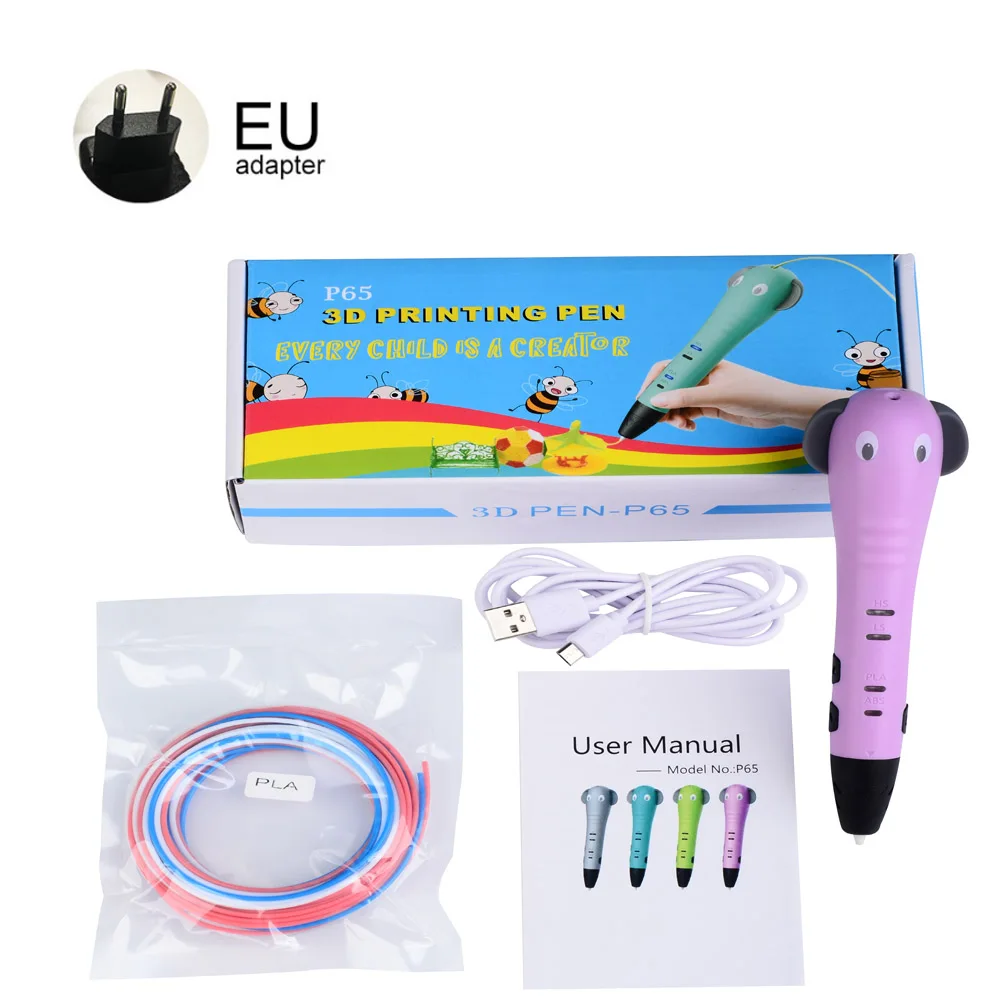 

3d pen Christmas gift 3D Drawing Pen With 3 Color 1.75mm ABS PLA For Children Printing Drawing Best kids pens