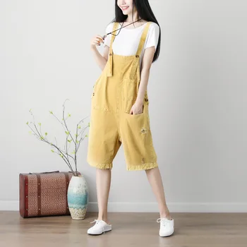 

Casual Overalls for Women Playsuits Plus Size 2020 Spring Summer Cotton Line Rompers Womens Jumpsuit Korean High Waist Leotard