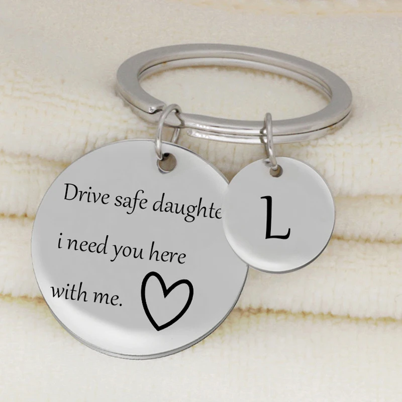 Engraved Keychains A Z 26 Initial Letters Engraved Drive Safe Daughter me-meaning-in-hindi-me-ka-kya-matlab-hota-hai-daily-use-english