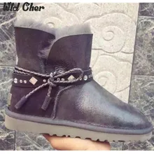 Free shipping Top Quality Women’s Genuine sheepskin leather Snow Boots 100% natural fur snow boots Warm Winter Boots