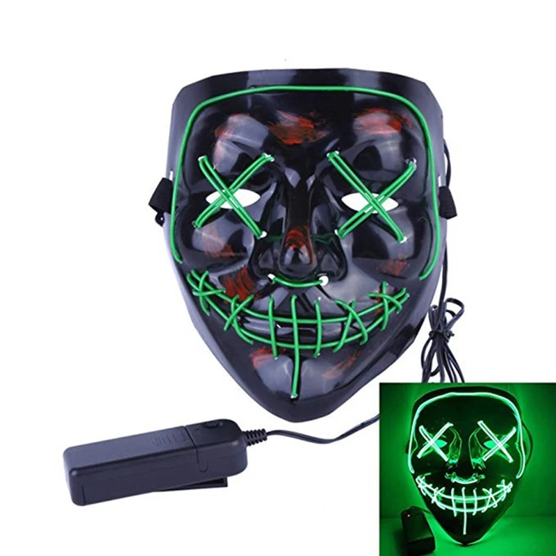 EL Wire Led Mask Ghost Grimace Party Halloween Mask Battery Powered