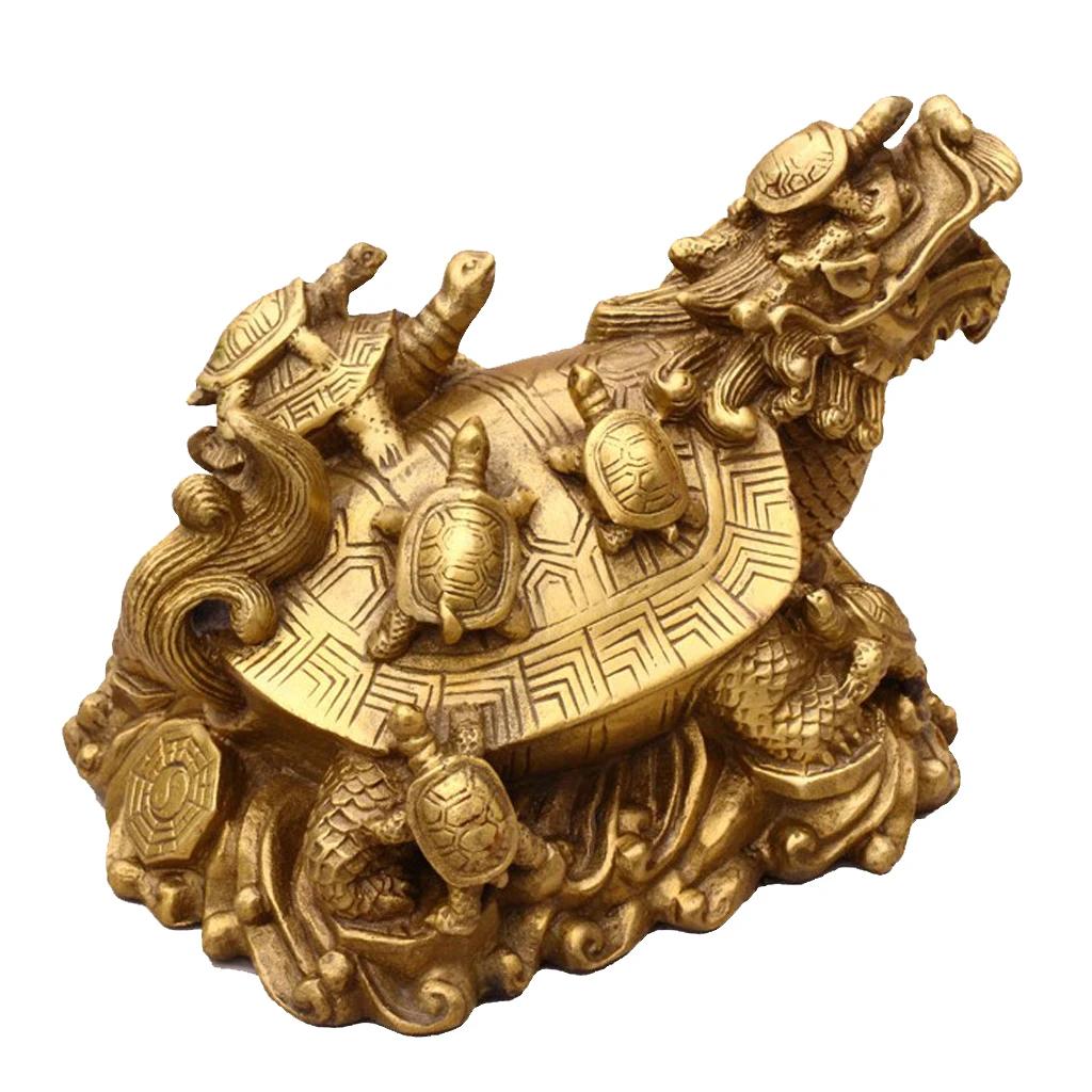 Housewarming Feng Shui Dragon Turtle Tortoise Statue Figurine Attaches Wealth Luck