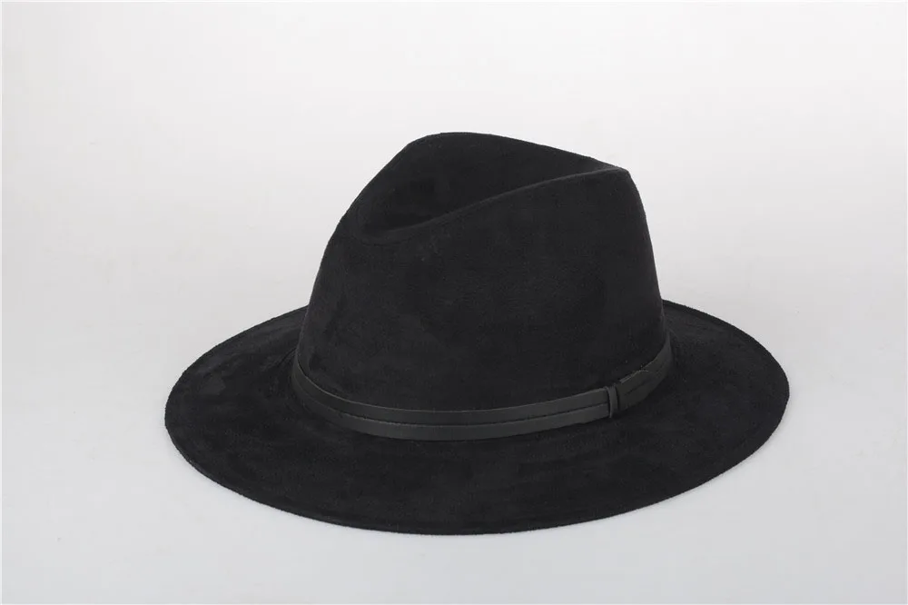 Wearone Crazy Jazzhat, унисекс, замша, с широкими полями, весенние фетровые шляпы, Женские винтажные шляпы с широкими полями - Цвет: black