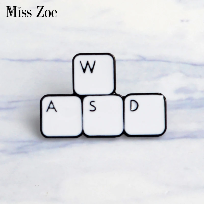 

WASD Gaming Keyboard Enamel pin Keys tablets Brooches Gift Game icon Denim Jeans Pin Badge Button Lapel pin for Clothing cap bag