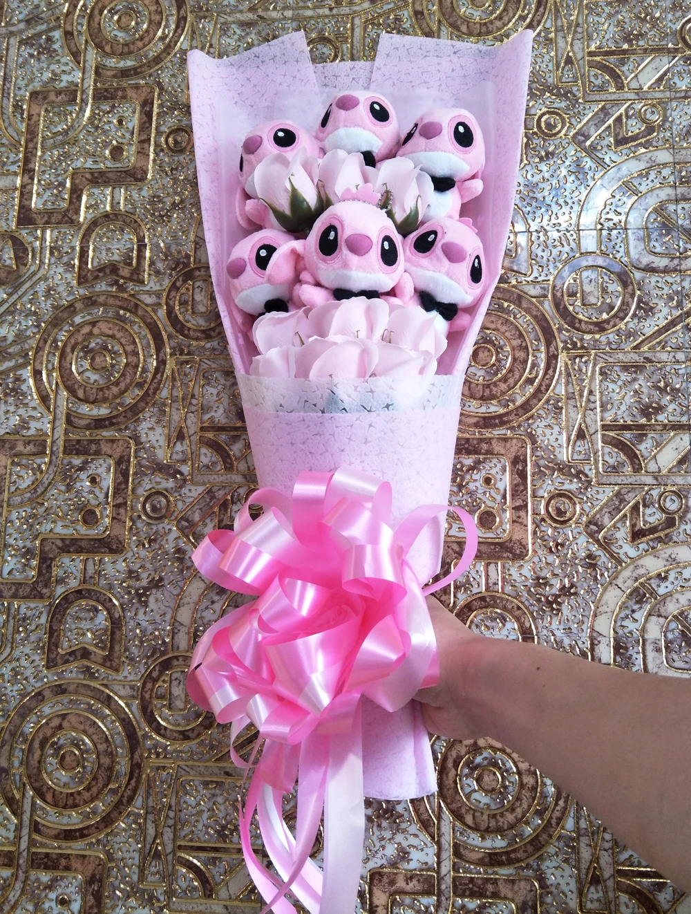 Bolafynia плюшевые игрушки, Стич мыло с цветочным ароматом мягкие куклы плюшевые букеты для День Святого Валентина, День рождения