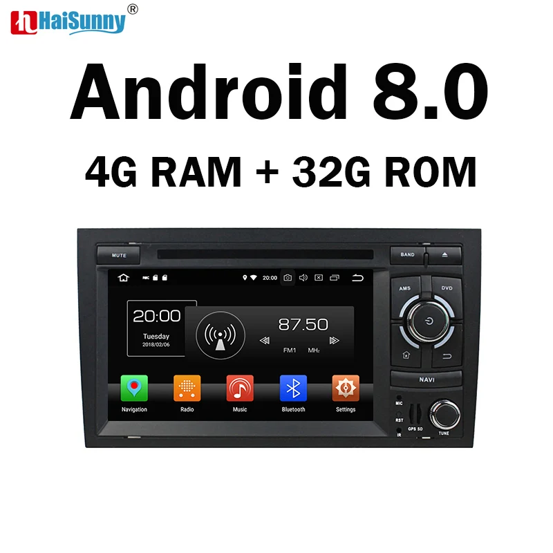 

HaiSunny 7 inch Android 8.0 8 Core 4GB RAM Car DVD Navigation Multimedia Player For Audi A4 2002-2008 Seat Exeo 2009-2011 2012